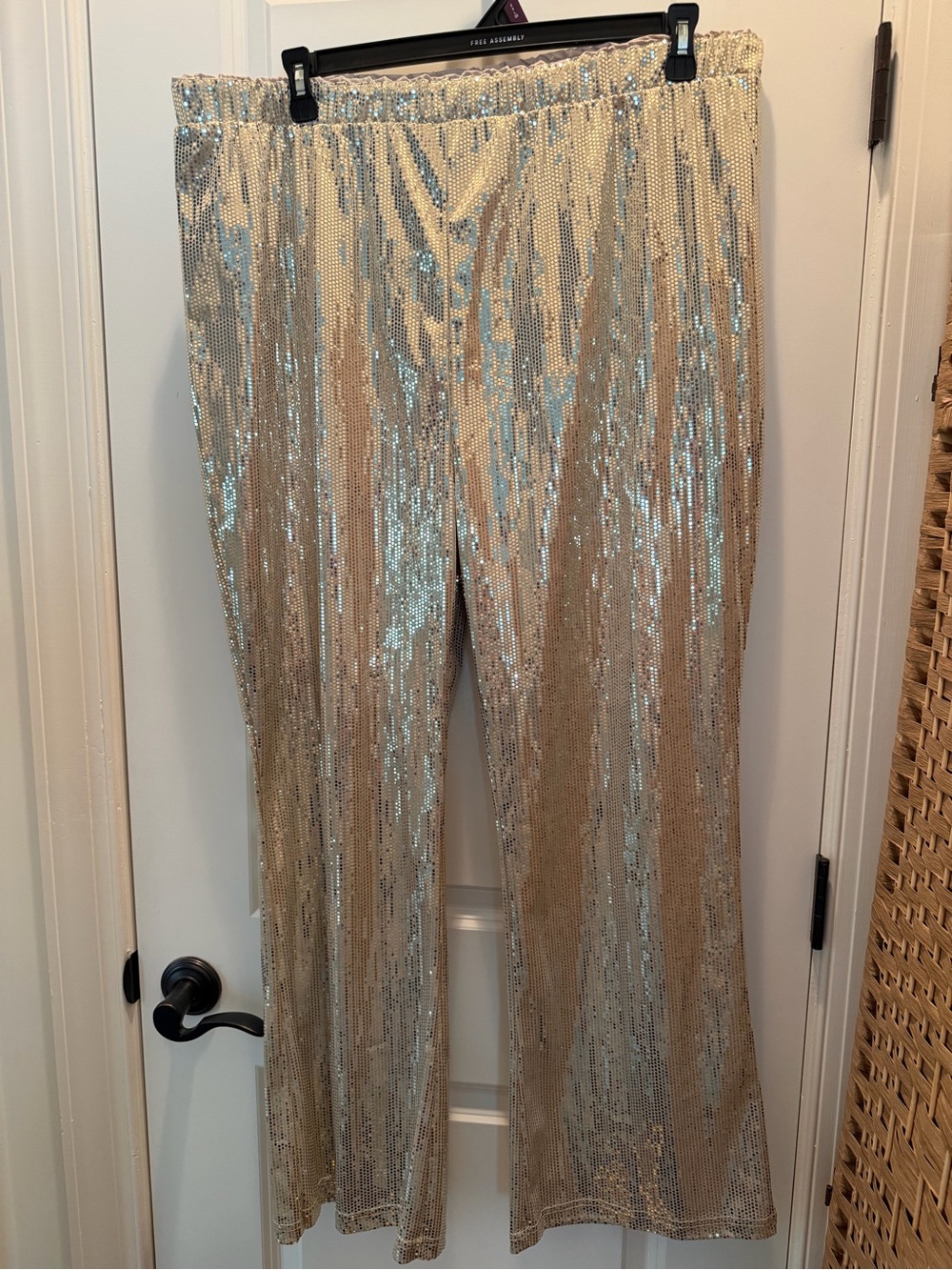 Serra Gold Sequin Wide-Leg Jumpsuit Pants